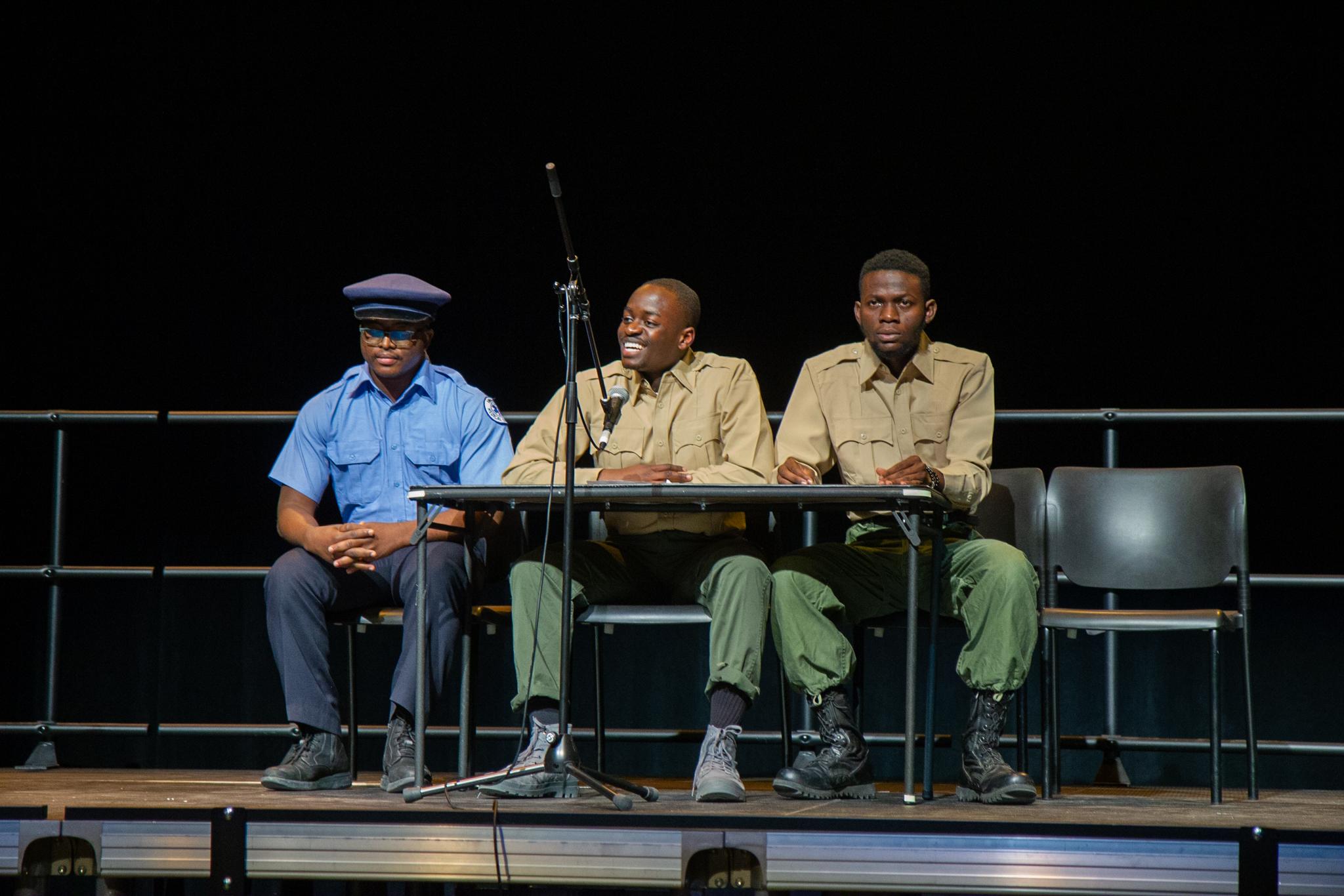 Jean Billa, Habeeb Salau, and Dzidula Kpodo in "Nkrumah's Last Day," 2022