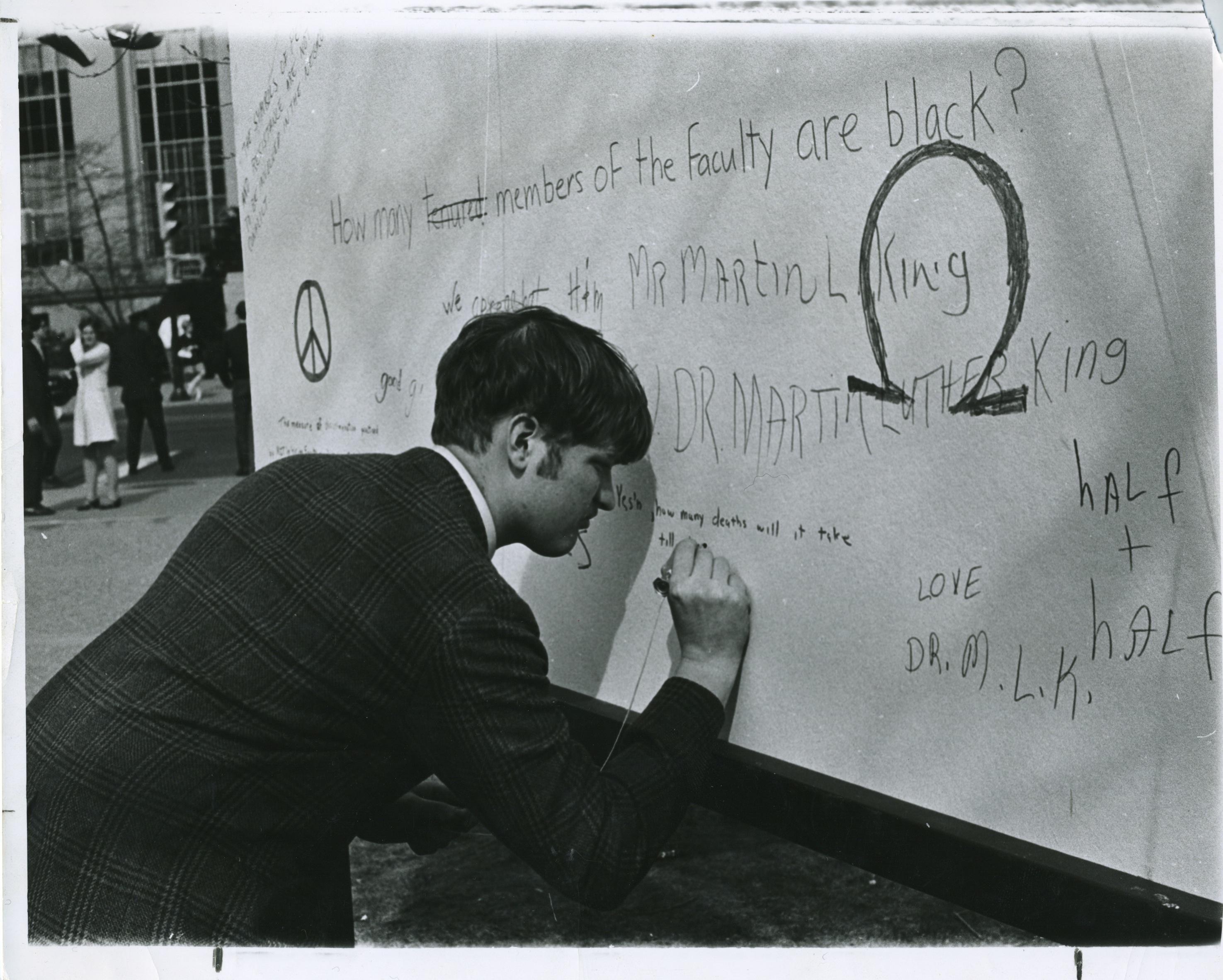 MLK exhibit: writing on the wall, 1968