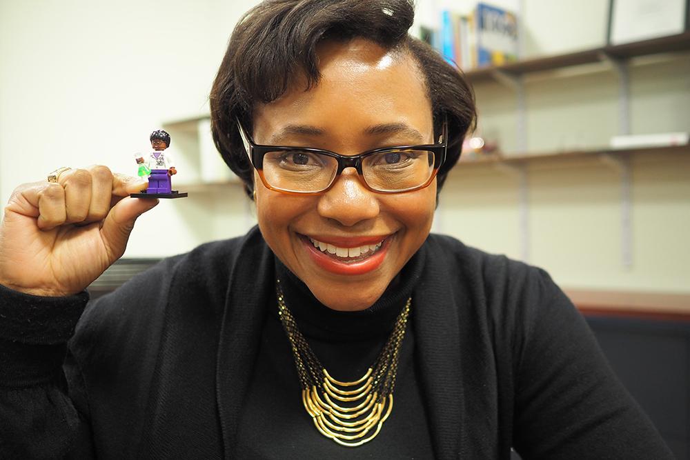 Paula Hammond and Lego doppelganger, 2015